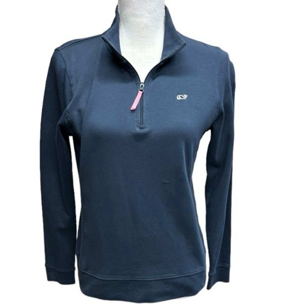 Vineyard Vines Women's Jersey 1/4 zip‎ pullover Blue Blazer Size S